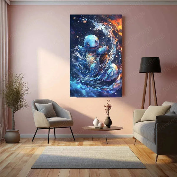 Squirtle Watercolor Metal Poster – Pokémon Wall Art for Fans & Collectors - TURTLEWINGS 