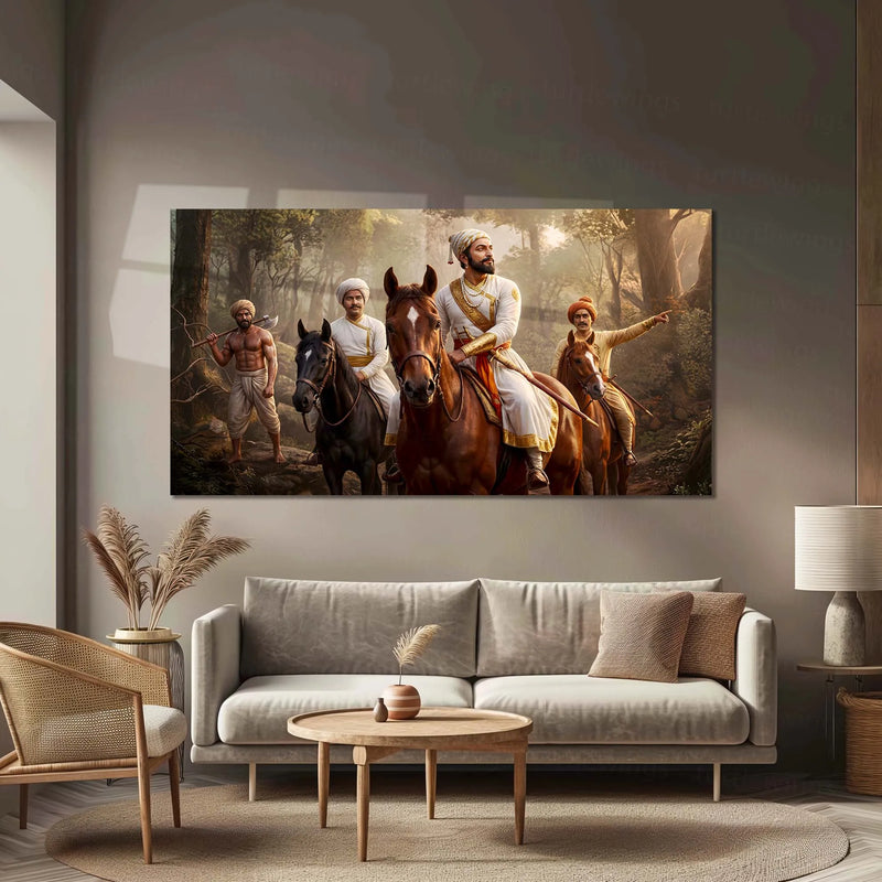 Chhatrapati Shivaji Maharaj Metal Frame | Warrior King Wall Art 01 - TURTLEWINGS 