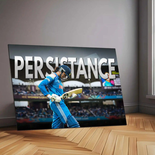 Smriti Mandhana – Persistence | ICC Women’s World Cup 2025 Edition | Motivational Metal Frame Poster