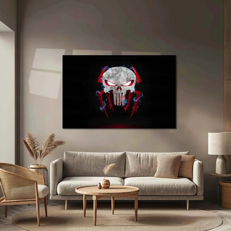 Spider-Man × Punisher – Vigilante Fusion | Dark Mashup Metal Frame | Superhero Wall Art - TURTLEWINGS 