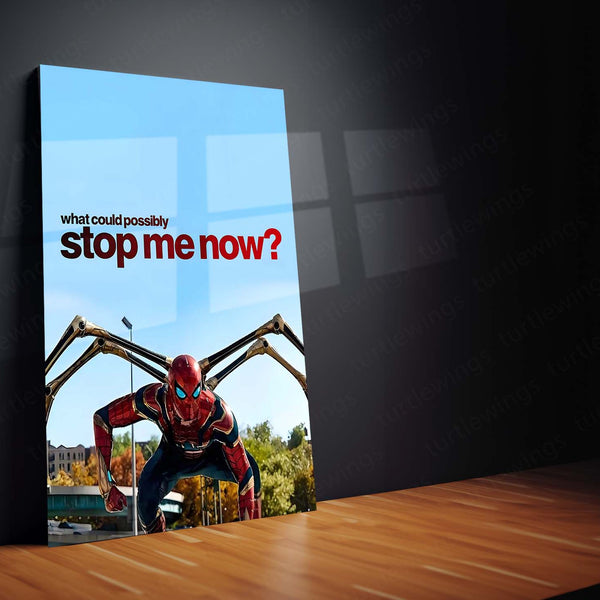 Quote Metal Poster | Spider-Man – What Could Possibly Stop Me Now? Metal Frame Unstoppable Mindset, Limitless Power & Modern Hero Motivation Wall Art | Superhero Quote Metal Poster