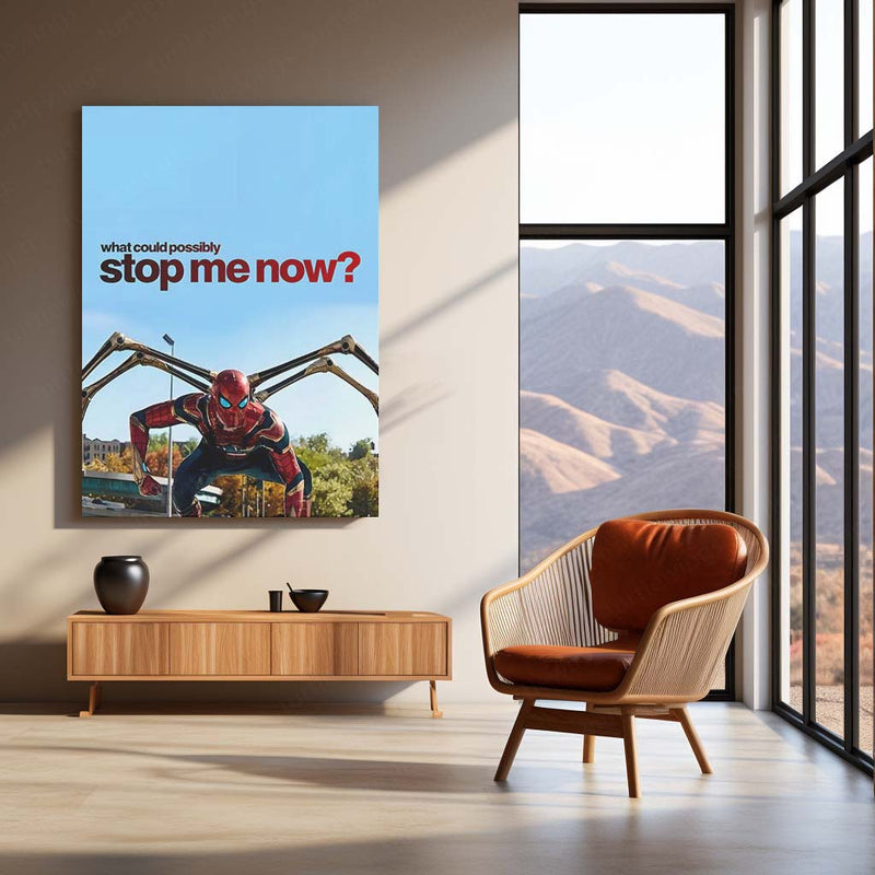 Quote Metal Poster | Spider-Man – What Could Possibly Stop Me Now? Metal Frame Unstoppable Mindset, Limitless Power & Modern Hero Motivation Wall Art | Superhero Quote Metal Poster