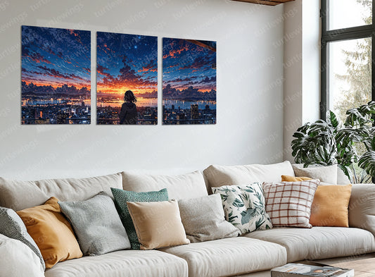 Urban aesthetic Metal Poster | Aesthetic Split Image Set of 3 Metal Posters – Modern & Minimalist Wall Art