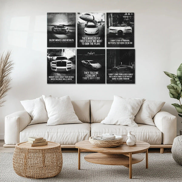 Motivational Metal Poster Set of 6 – Inspirational Wall Frame Decoretal wall frame set - TURTLEWINGS 