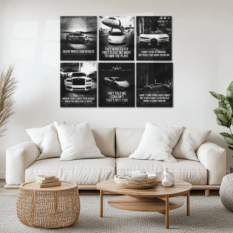Motivational Metal Poster Set of 6 – Inspirational Wall Frame Decoretal wall frame set - TURTLEWINGS 