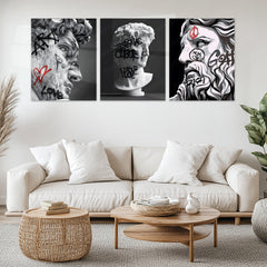 Rebel Renaissance – Luxury Street Art Metal Poster Set of 3 | Modern Luxury Wall Frames | Bold Urban Aesthetic