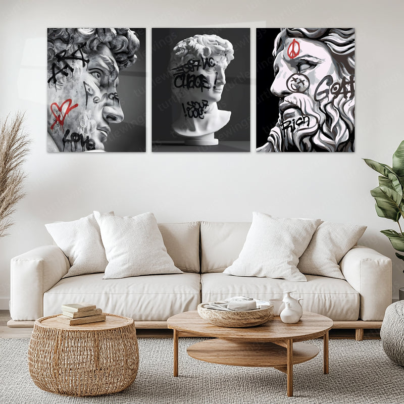 Rebel Renaissance – Luxury Street Art Metal Poster Set of 3 | Modern Luxury Wall Frames | Bold Urban Aesthetic