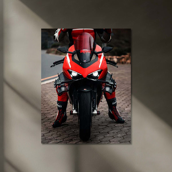Ducati Panigale V4 Neon LED Metal Frame | Redline Superbike Wall Poster | High-Speed Glow Art 01