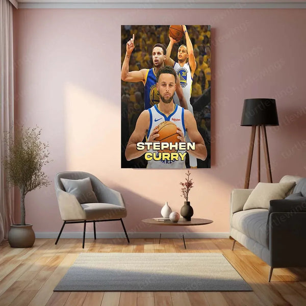 Stephen Curry Metal Poster – Legendary Basketball Icon Wall Art - TURTLEWINGS 