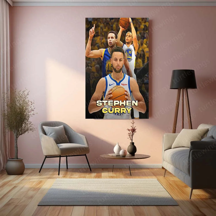 Stephen Curry Metal Poster – Legendary Basketball Icon Wall Art