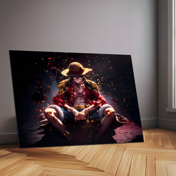 Luffy – Metal Frame | One Piece Anime Wall Art | Monkey D. Luffy Poster for Otaku & Straw Hat Pirates Fans 01