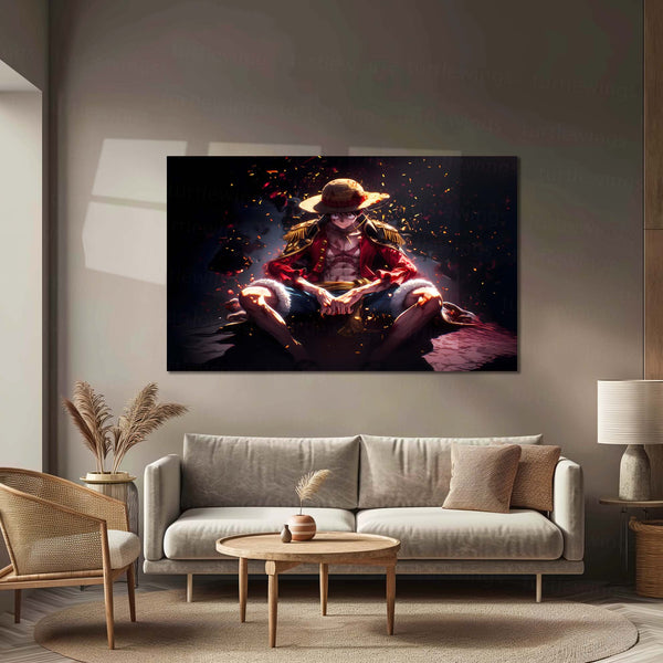 Luffy – Metal Frame | One Piece Anime Wall Art | Monkey D. Luffy Poster for Otaku & Straw Hat Pirates Fans 01