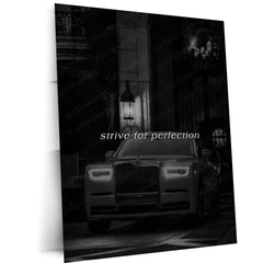 Quote Metal Poster | Strive for Perfection Motivational Metal Poster | Luxury Success, Excellence & Ambition Wall Art | Black