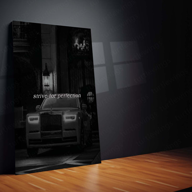 Quote Metal Poster | Strive for Perfection Motivational Metal Poster | Luxury Success, Excellence & Ambition Wall Art | Black
