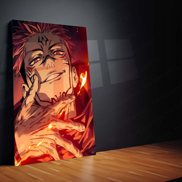 Anime Metal Poster Set of 3 | Ryomen Sukuna Infernal Smile Triptych Wall Art