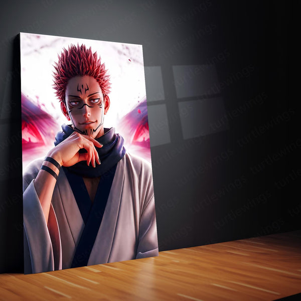 Anime Metal Poster Set of 3 | Ryomen Sukuna Crimson Eyes Triptych Wall Art