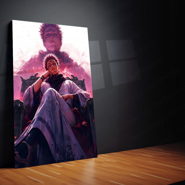 Anime Metal Poster Set of 3 | Ryomen Sukuna Throne Triptych Wall Art