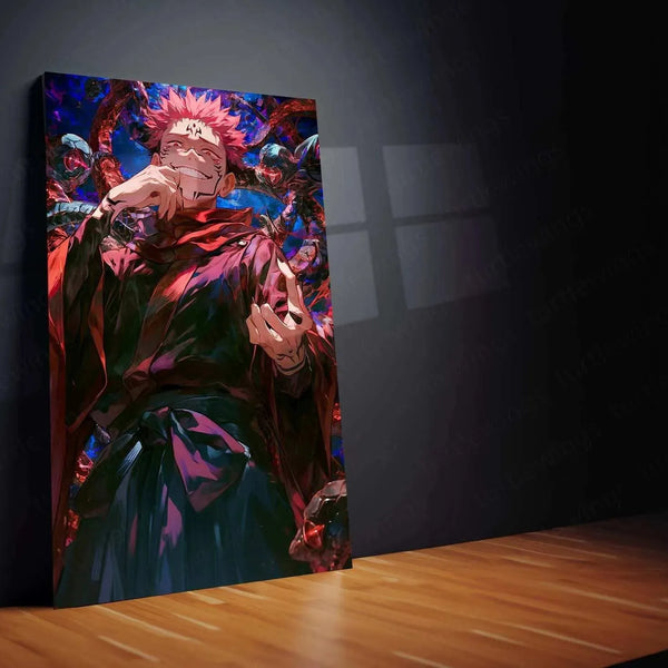 Sukuna Jujutsu Kaisen Metal Poster | King of Curses Wall Art | Anime Villain Decor - TURTLEWINGS 