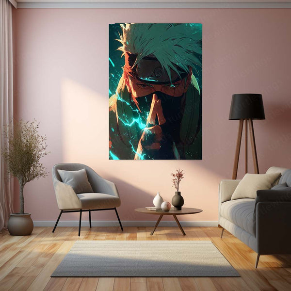 Kakashi Hatake Close-Up Metal Frame – Naruto Anime Wall Art | Sharingan Eye Poster | Cool Sensei Collectible for Otaku Fans - TURTLEWINGS 