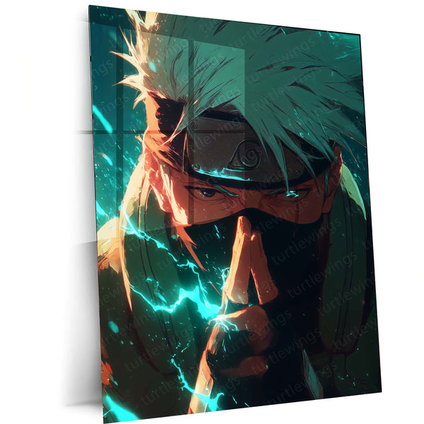 Kakashi Hatake Close-Up Metal Frame – Naruto Anime Wall Art | Sharingan Eye Poster | Cool Sensei Collectible for Otaku Fans - TURTLEWINGS 