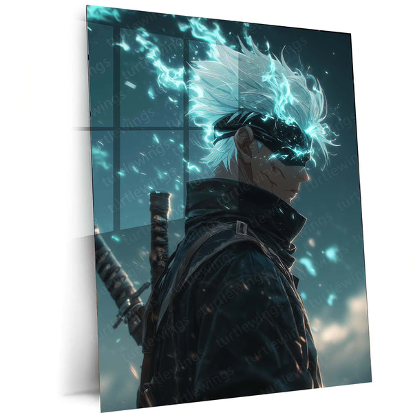 Gojo Satoru Metal Frame – Jujutsu Kaisen Wall Art | Infinity Eyes Anime Poster | Coolest Sorcerer Fan Collectible - TURTLEWINGS 