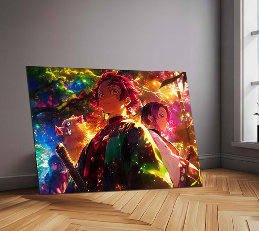 Tanjiro & Nezuko Metal Poster | Demon Slayer Anime Wall Art | Sibling Bond Aesthetic