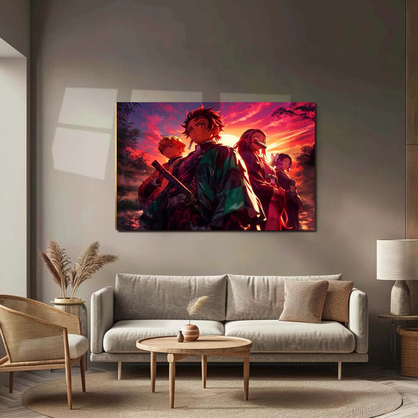 Anime Metal Poster | Demon Slayer Anime Wall Art | Sibling Bond Aesthetic