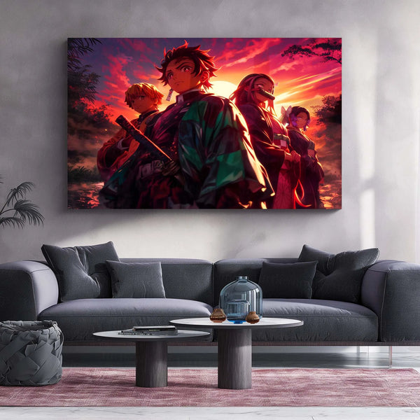 Anime Metal Poster | Demon Slayer Anime Wall Art | Sibling Bond Aesthetic