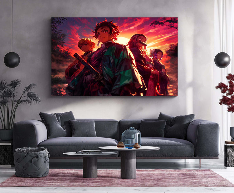 Anime Metal Poster | Demon Slayer Anime Wall Art | Sibling Bond Aesthetic