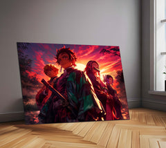 Anime Metal Poster | Demon Slayer Anime Wall Art | Sibling Bond Aesthetic