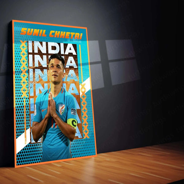 Sunil Chhetri Metal Poster | Indian Football Legend Wall Art | Iconic Sports Decor - TURTLEWINGS 
