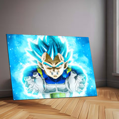 Dragon Ball Super Vegeta Blue Neon LED Metal Frame | Super Saiyan Blue Poster | Anime Power Wall Art