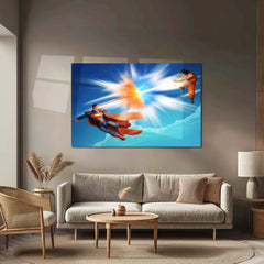 Anime Metal Poster | Superman vs Goku – Repulsor Power Clash | Ultimate Crossover Metal Frame | Anime × DC Wall Art - TURTLEWINGS 
