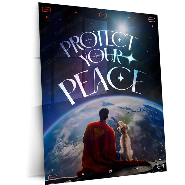 Superman – Protect Your Peace | Superhero Metal Frame | Inspirational Wall Art