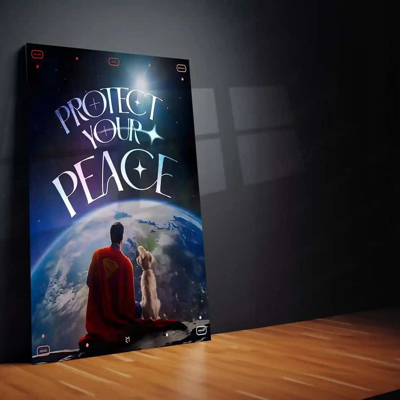 Superman – Protect Your Peace | Superhero Metal Frame | Inspirational Wall Art