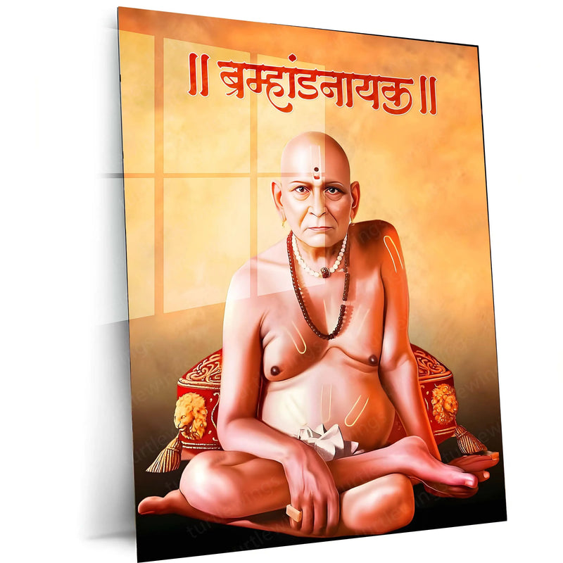 Spiritual Metal Poster | 🙏 Shree Swami Samarth Metal Poster | Akkalkot Maharaj Wall Art | Spiritual Decor for Devotees 01 - TURTLEWINGS 