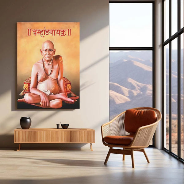 Spiritual Metal Poster | 🙏 Shree Swami Samarth Metal Poster | Akkalkot Maharaj Wall Art | Spiritual Decor for Devotees 01 - TURTLEWINGS 