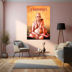 Spiritual Metal Poster | 🙏 Shree Swami Samarth Metal Poster | Akkalkot Maharaj Wall Art | Spiritual Decor for Devotees 01 - TURTLEWINGS 