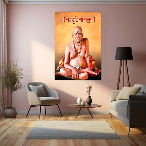 Spiritual Metal Poster | 🙏 Shree Swami Samarth Metal Poster | Akkalkot Maharaj Wall Art | Spiritual Decor for Devotees 01 - TURTLEWINGS 