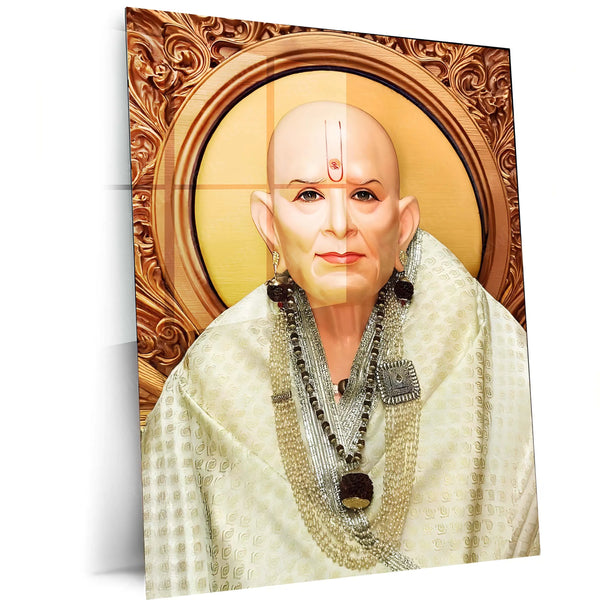 Spiritual Metal Poster | 🙏 Shree Swami Samarth Metal Poster | Akkalkot Maharaj Wall Art | Spiritual Decor for Devotees 02 - TURTLEWINGS 