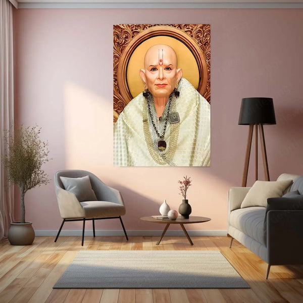 Spiritual Metal Poster | 🙏 Shree Swami Samarth Metal Poster | Akkalkot Maharaj Wall Art | Spiritual Decor for Devotees 02 - TURTLEWINGS 