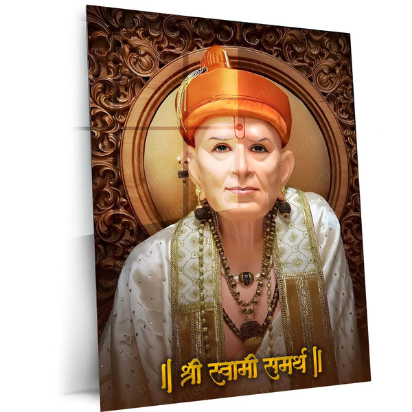 Spiritual Metal Poster | 🙏 Shree Swami Samarth Metal Poster | Akkalkot Maharaj Wall Art | Spiritual Decor for Devotees 03 - TURTLEWINGS 