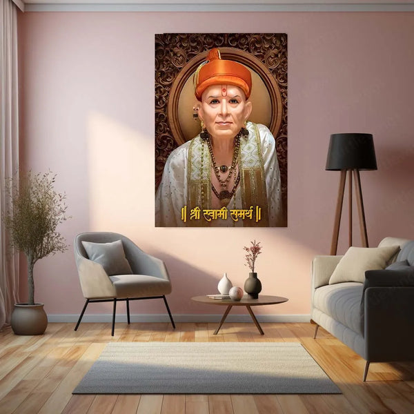 Spiritual Metal Poster | 🙏 Shree Swami Samarth Metal Poster | Akkalkot Maharaj Wall Art | Spiritual Decor for Devotees 03 - TURTLEWINGS 