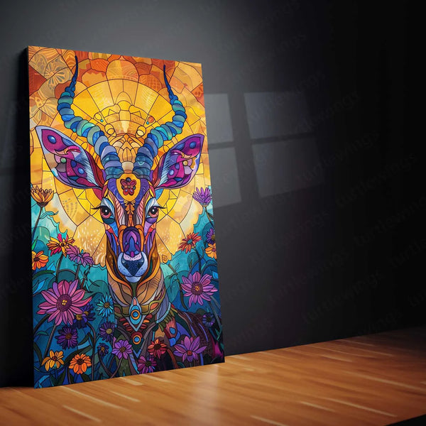 Vibrant Wildlife Elegance | Antelope Metal Poster | Nature-Inspired Wall Art