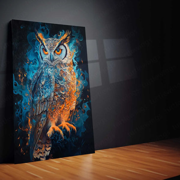 Anime-Style Owl Metal Poster | Mystical Creature Wall Art | Fantasy Wildlife Decor - TURTLEWINGS 