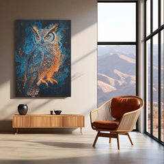 Anime-Style Owl Metal Poster | Mystical Creature Wall Art | Fantasy Wildlife Decor - TURTLEWINGS 