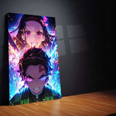 Tanjiro & Nezuko Metal Poster | Demon Slayer Anime Wall Art | Sibling Bond Aesthetic 2 - TURTLEWINGS 