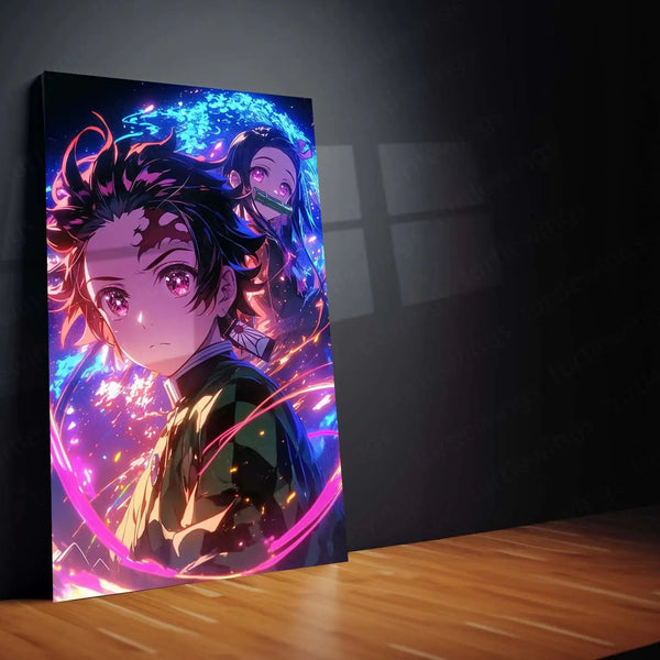 Tanjiro & Nezuko Metal Poster | Demon Slayer Anime Wall Art | Sibling Bond Aesthetic - TURTLEWINGS 