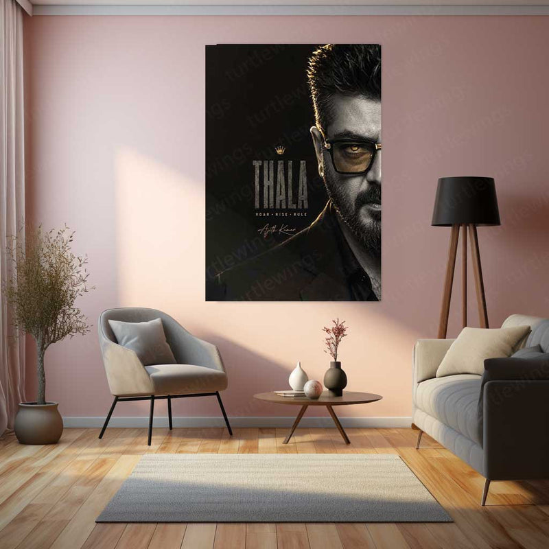 Thala Ajith Kumar Metal Poster | Premium Tamil Cinema Wall Art | Iconic Ajith Kumar Metal Print