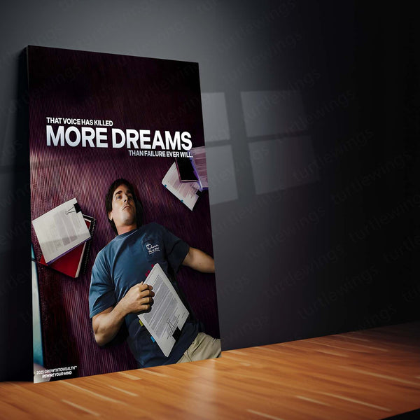 Quote Metal Poster | Christian Bale – That Voice Has Killed More Dreams Metal Frame Silencing Self-Doubt, Inner Discipline & Mental Strength Motivational Wall Art | Psychological Grit Quote Metal Poster